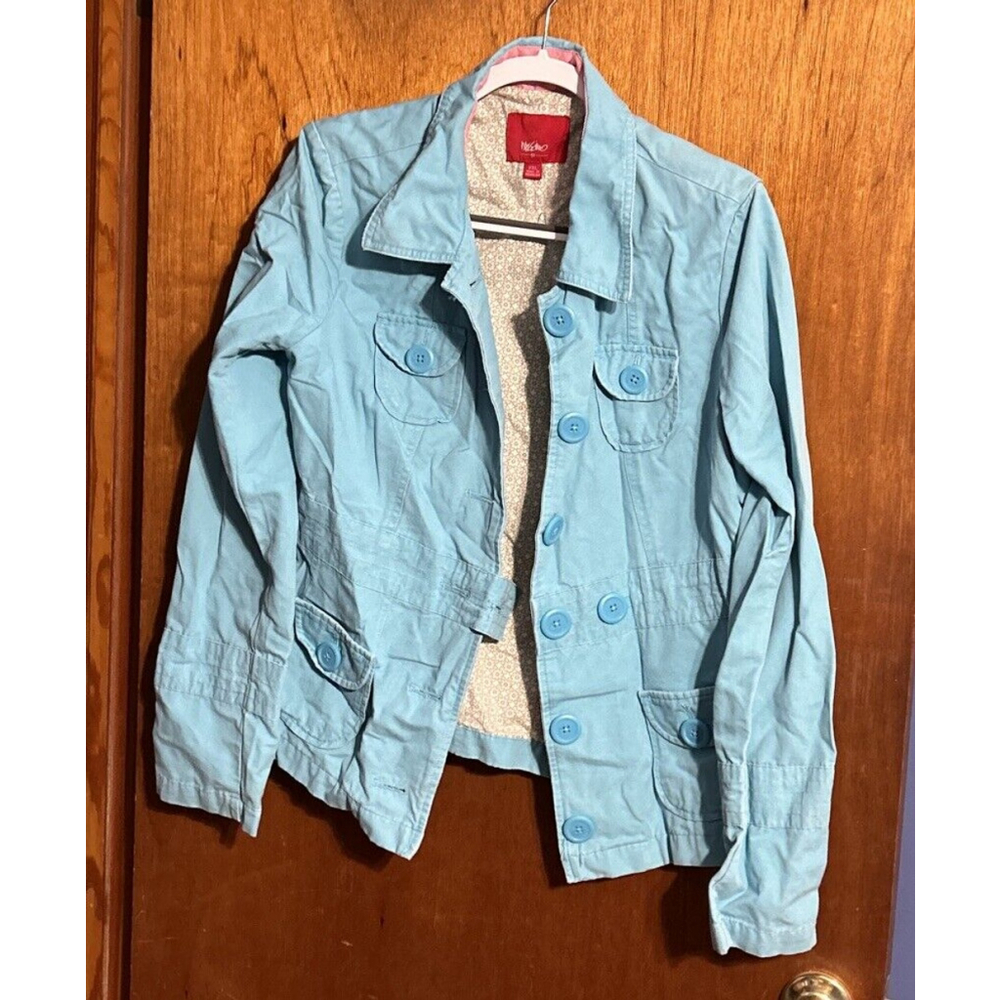 Mossimo Womens XXL Jacket Teal Button Up Collared Long Sleeve Cotton Casual
